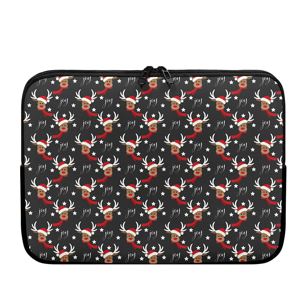 Santa Claus Deer Pattern Print Laptop Sleeve