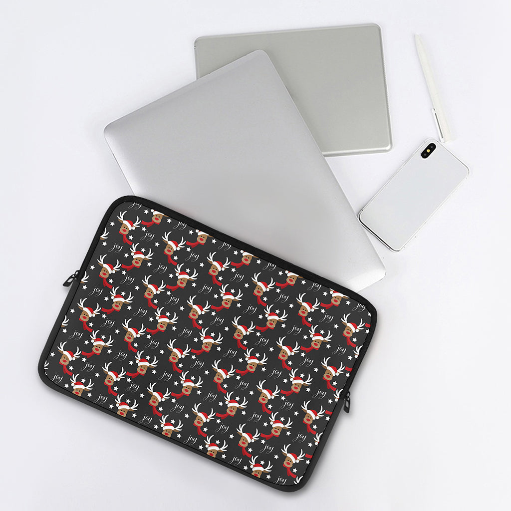 Santa Claus Deer Pattern Print Laptop Sleeve