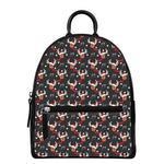 Santa Claus Deer Pattern Print Leather Backpack