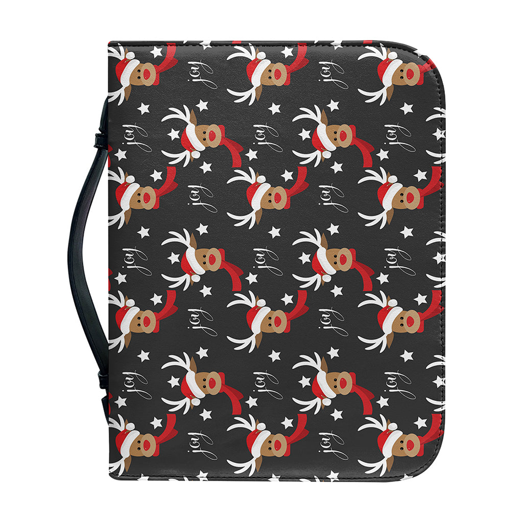Santa Claus Deer Pattern Print Leather Bible Cover