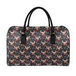 Santa Claus Deer Pattern Print Leather Duffle Bag