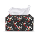 Santa Claus Deer Pattern Print Leather Tissue Box Cover