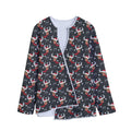 Santa Claus Deer Pattern Print Long Sleeve Short Coat