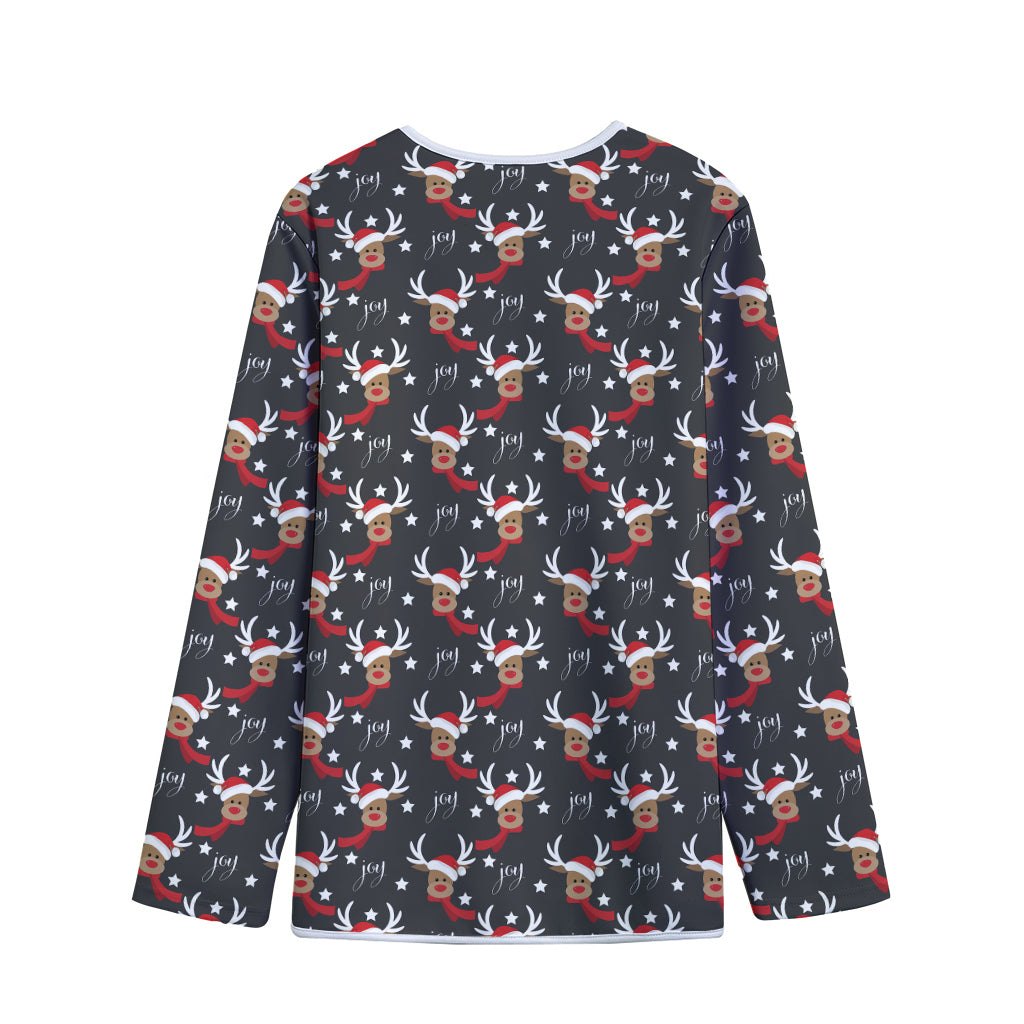 Santa Claus Deer Pattern Print Long Sleeve Short Coat