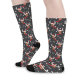 Santa Claus Deer Pattern Print Long Socks
