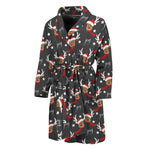 Santa Claus Deer Pattern Print Men's Bathrobe