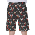 Santa Claus Deer Pattern Print Men's Beach Shorts