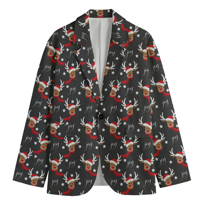 Santa Claus Deer Pattern Print Men's Blazer