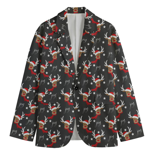 Santa Claus Deer Pattern Print Men's Blazer