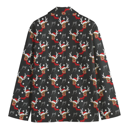 Santa Claus Deer Pattern Print Men's Blazer
