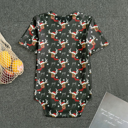 Santa Claus Deer Pattern Print Men's Bodysuit