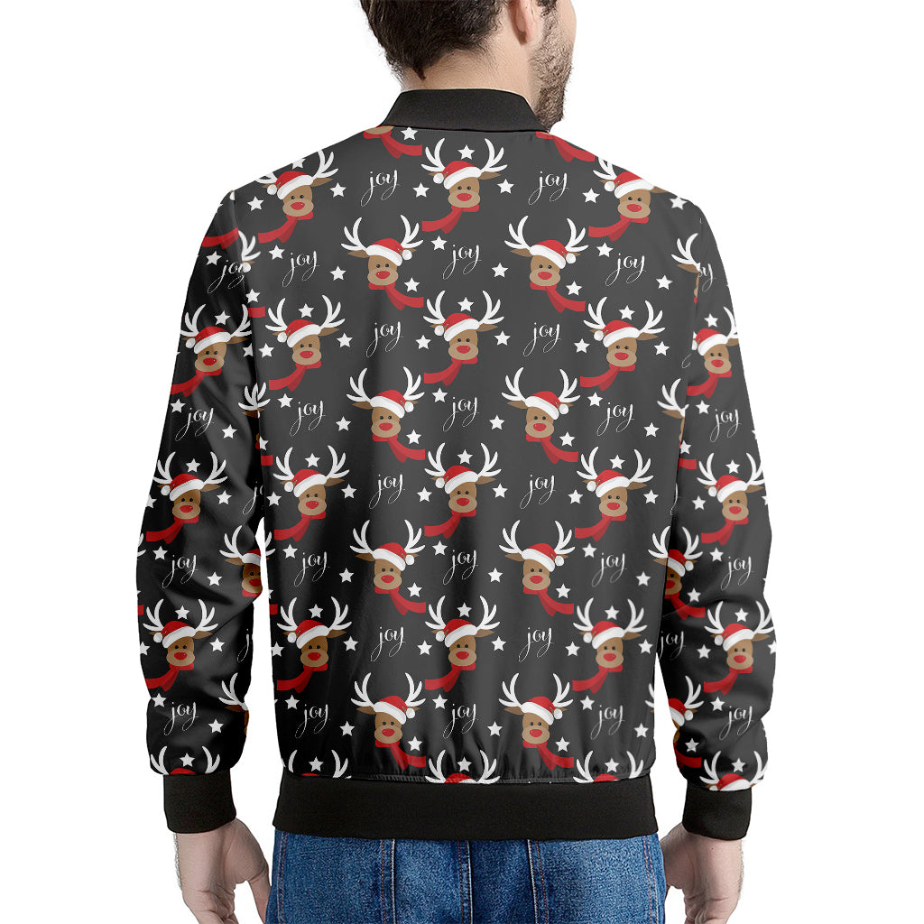 Santa Claus Deer Pattern Print Men's Bomber Jacket