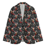 Santa Claus Deer Pattern Print Men's Cotton Blazer