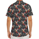 Santa Claus Deer Pattern Print Men's Deep V-Neck Shirt