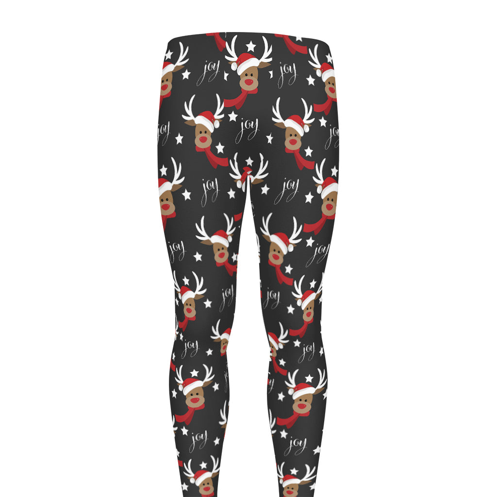 Santa Claus Deer Pattern Print Men's leggings