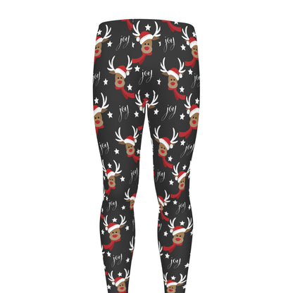 Santa Claus Deer Pattern Print Men's leggings