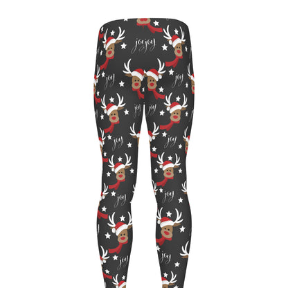 Santa Claus Deer Pattern Print Men's leggings