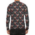 Santa Claus Deer Pattern Print Men's Long Sleeve Rash Guard