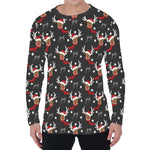 Santa Claus Deer Pattern Print Men's Long Sleeve T-Shirt