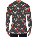 Santa Claus Deer Pattern Print Men's Long Sleeve T-Shirt