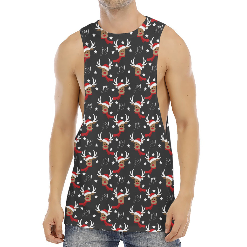 Santa Claus Deer Pattern Print Men's Muscle Tank Top