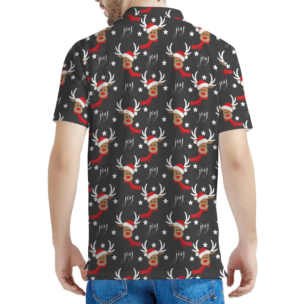 Santa Claus Deer Pattern Print Men's Polo Shirt