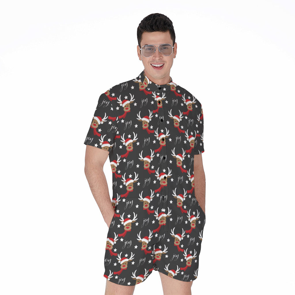 Santa Claus Deer Pattern Print Men's Rompers