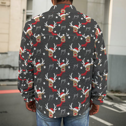 Santa Claus Deer Pattern Print Men's Shirt Jacket