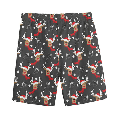 Santa Claus Deer Pattern Print Men's Sports Shorts