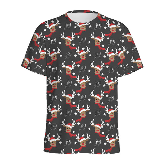 Santa Claus Deer Pattern Print Men's Sports T-Shirt