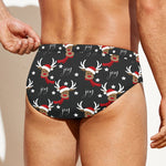 Santa Claus Deer Pattern Print Men's Swim Briefs