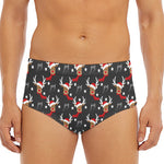 Santa Claus Deer Pattern Print Men's Triangle Swim Briefs