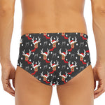 Santa Claus Deer Pattern Print Men's Triangle Swim Briefs