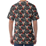 Santa Claus Deer Pattern Print Men's Velvet T-Shirt