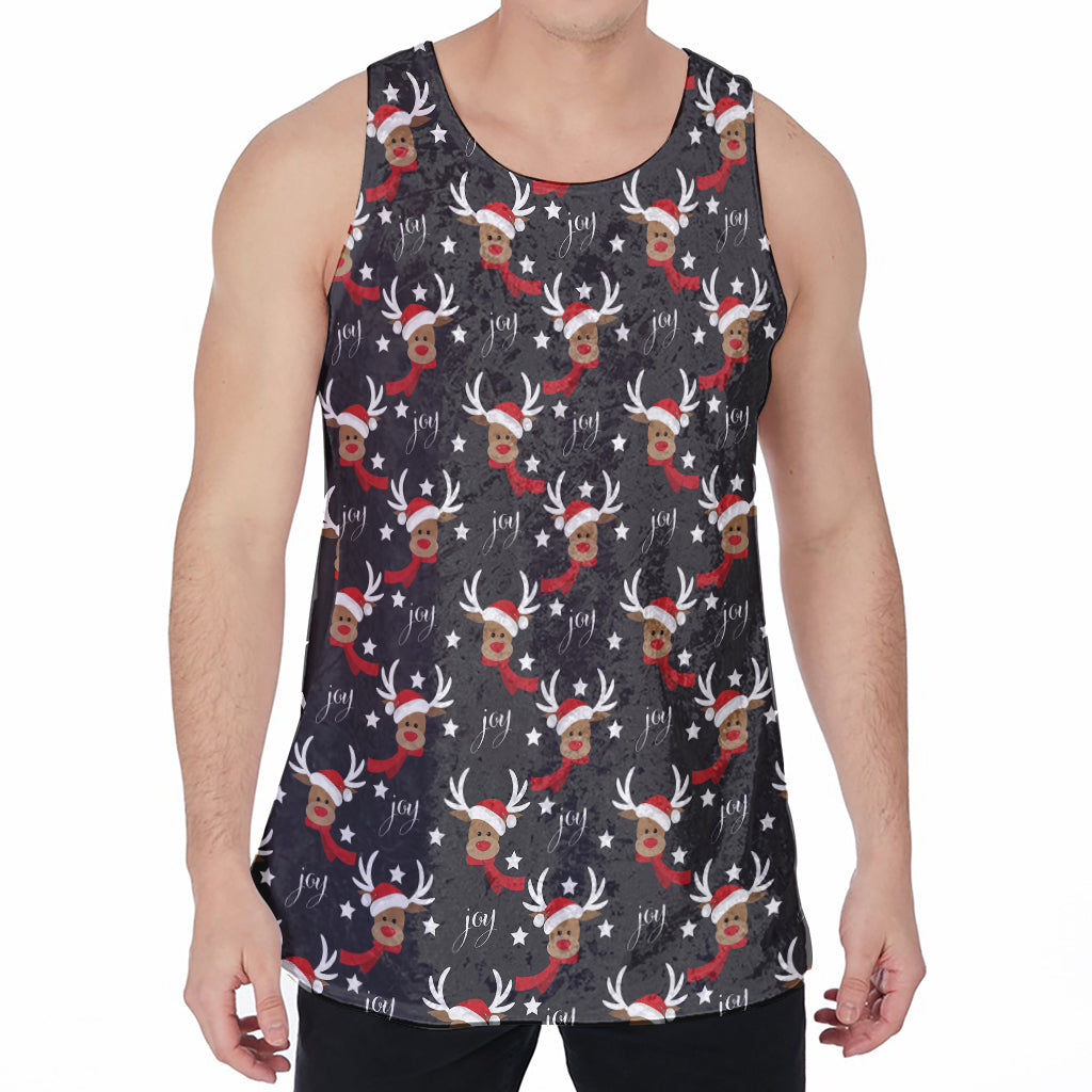 Santa Claus Deer Pattern Print Men's Velvet Tank Top