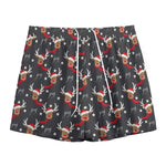 Santa Claus Deer Pattern Print Mesh Shorts