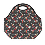 Santa Claus Deer Pattern Print Neoprene Lunch Bag