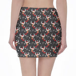 Santa Claus Deer Pattern Print Pencil Mini Skirt