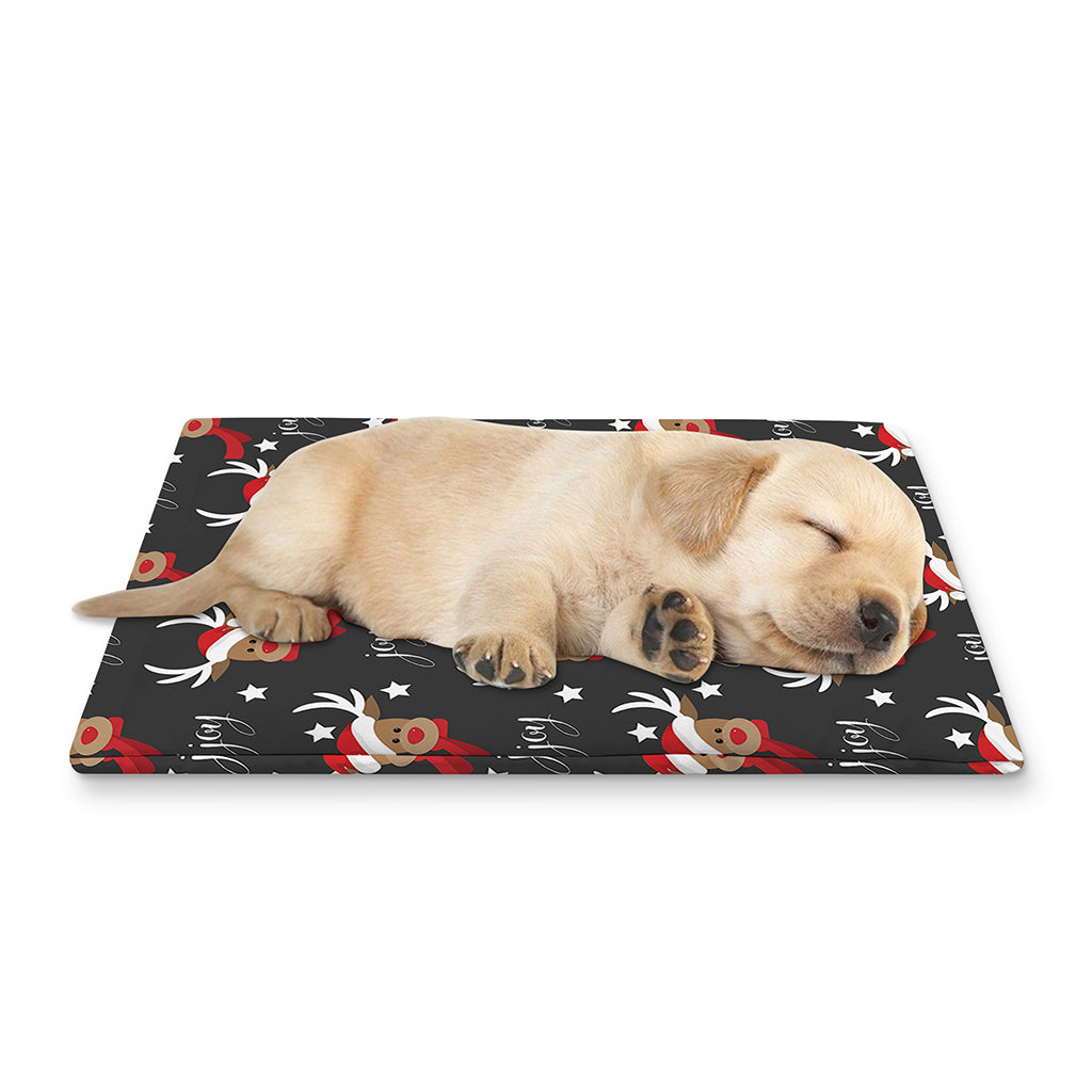 Santa Claus Deer Pattern Print Pet Cooling Mat Cover