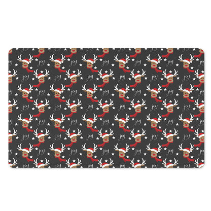 Santa Claus Deer Pattern Print Polyester Doormat