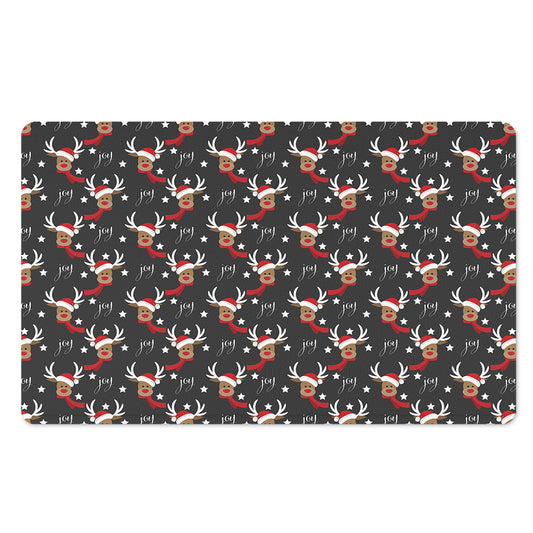 Santa Claus Deer Pattern Print Polyester Doormat