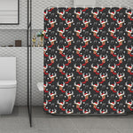 Santa Claus Deer Pattern Print Polyester Shower Curtain