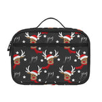 Santa Claus Deer Pattern Print Portable Lunch Bag