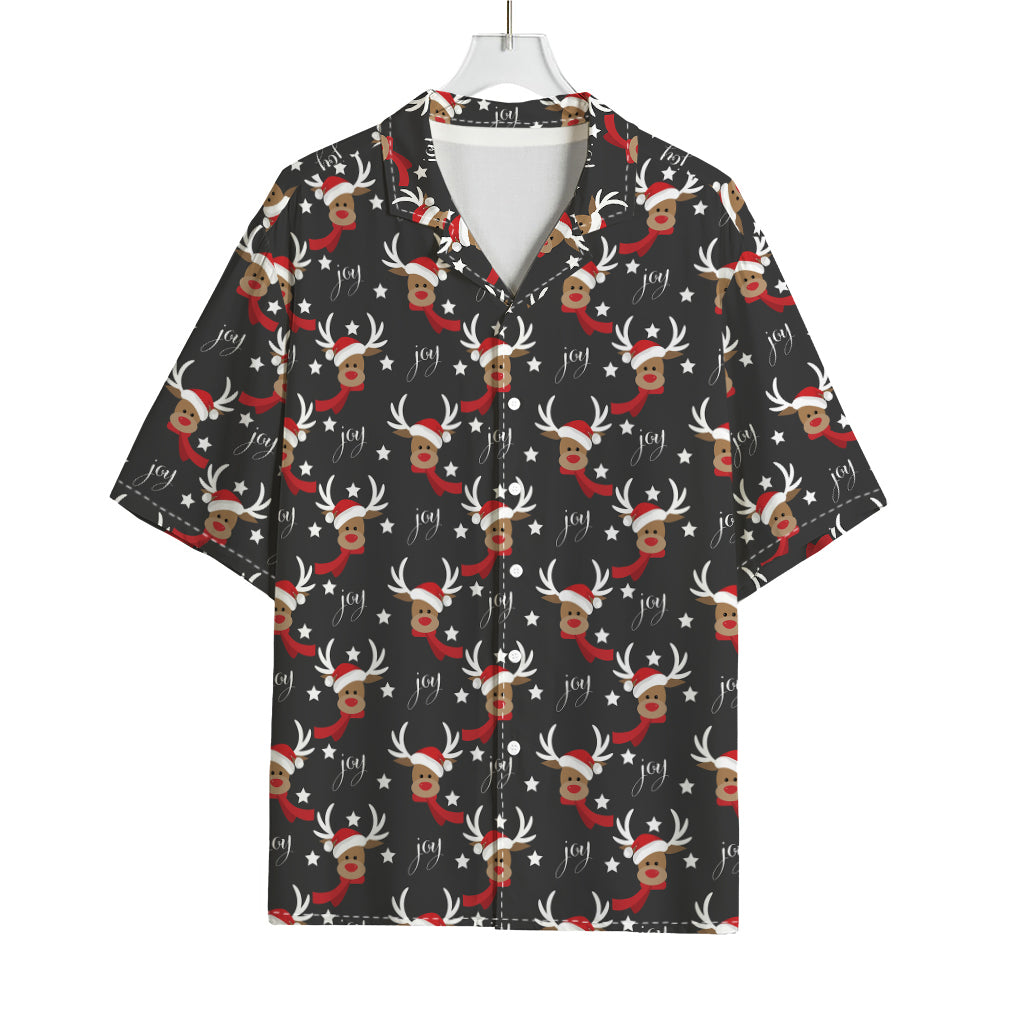 Santa Claus Deer Pattern Print Rayon Hawaiian Shirt