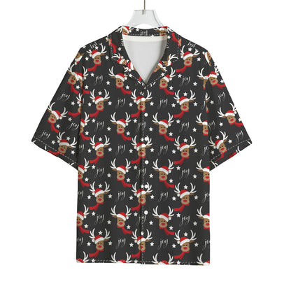 Santa Claus Deer Pattern Print Rayon Hawaiian Shirt