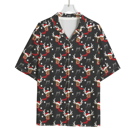 Santa Claus Deer Pattern Print Rayon Hawaiian Shirt