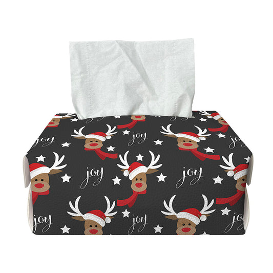 Santa Claus Deer Pattern Print Rectangle Tissue Box Cover