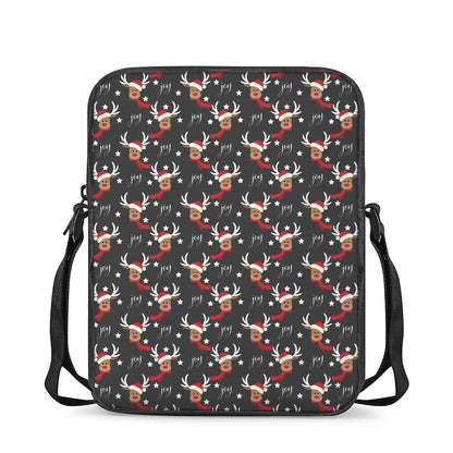 Santa Claus Deer Pattern Print Rectangular Crossbody Bag