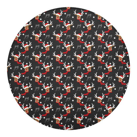 Santa Claus Deer Pattern Print Round Blanket