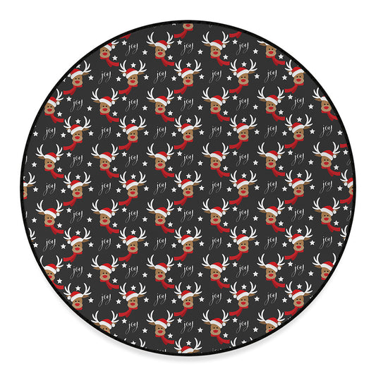 Santa Claus Deer Pattern Print Round Floor Mat